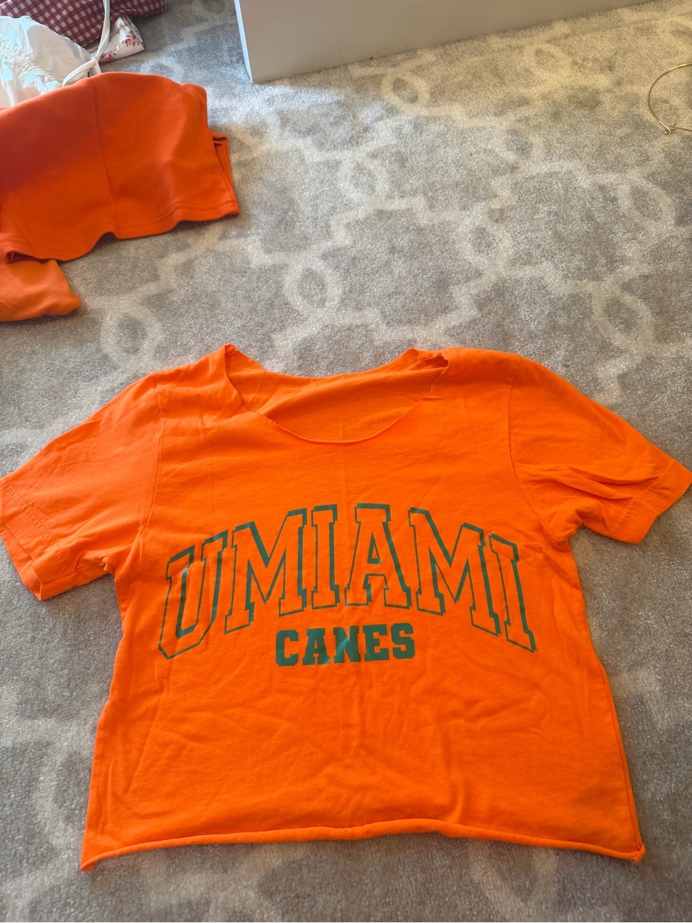 University of Miami Orange 'UMIAMI CANES' off the shoulder top